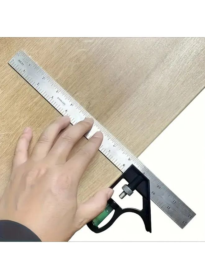 3 In 1 Multifunctional Woodworking Tool Set Black Stainless Steel Digital Protractor - Image 3