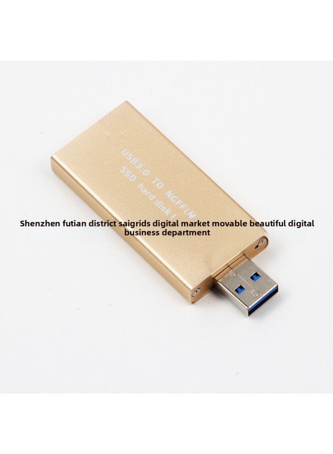M.2 NGFF To USB3.0 All Aluminum Alloy 2242 Solid State Mobile Hard Disk Box U Disk Type ASM1153E-Color:Gold