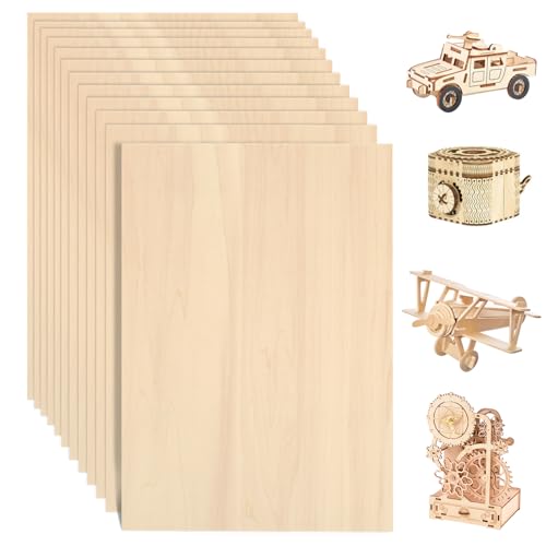 12 Pack Basswood Sheets 12 x 16 x 18 Inch  3mm Unfinished Basswood for Laser Cutting  Engraving Thin Plywood Board Unfinished Wood Sheet for Crafts Wood Burining Painting Architectural Model