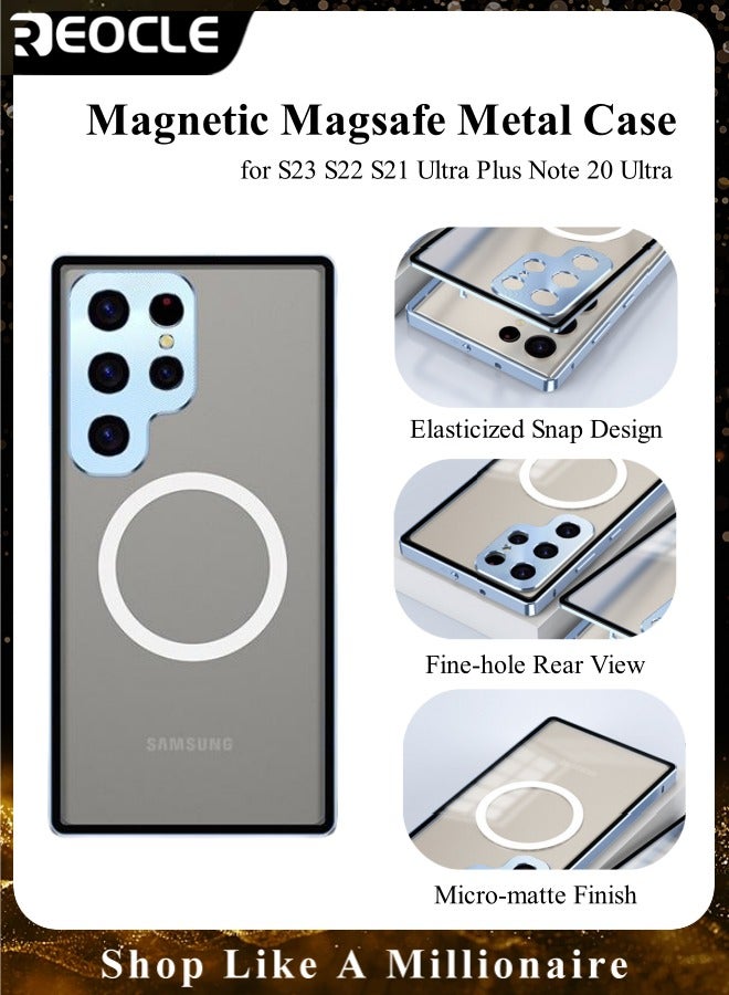 REOCLE Samsung S23 Ultra Case with Yellowing Resistant Protection Magnetic Magsafe Metal Case for Samsung Galaxy S23 S22 S21 Ultra Plus Note 20 Ultra - Image 1