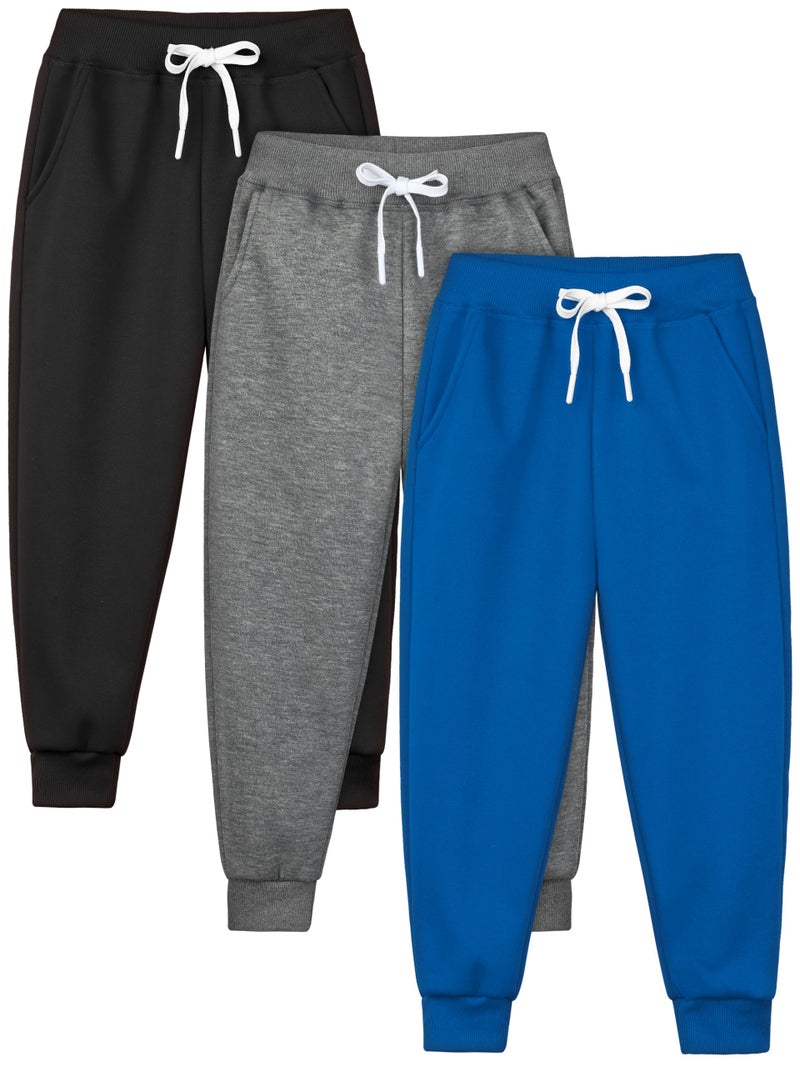 Resinta 3 Pack Kids and Toddlers Boys Pull-On Fleece Sweatpants Active Joggers Pants Basic Track Pants for Boys - Image 1