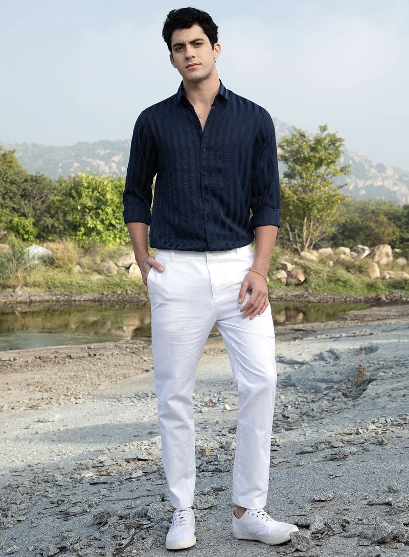 CAHOOT  Men's Navy Blue Candy-Striped Shirt for Men | Best Price UAE
