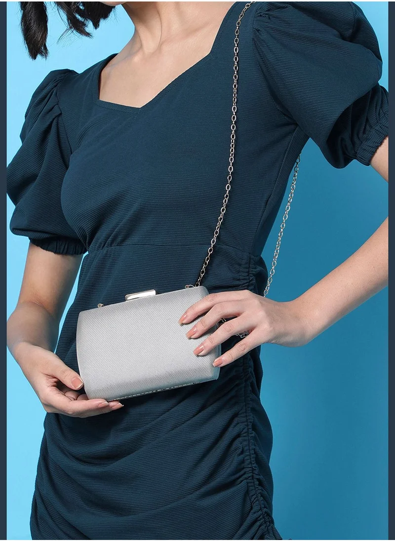 Haute Sauce Textured with Chain Strap Clutch Bag with Buckle