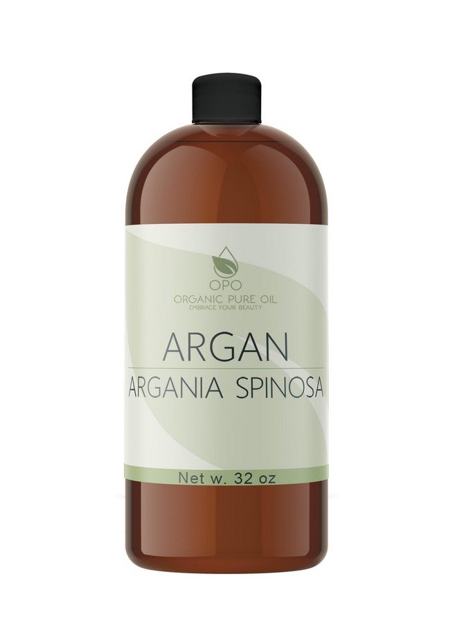 OPO Moroccan Argan Oil - 100% Pure Unrefined Extra Virgin Cold Pressed Non GMO Bulk 32 oz - 1 Quart Carrier Oil for Hair Skin Face Body Nails Locs Lashes Facial Hair Beard & More Hydrating Argon - Image 1