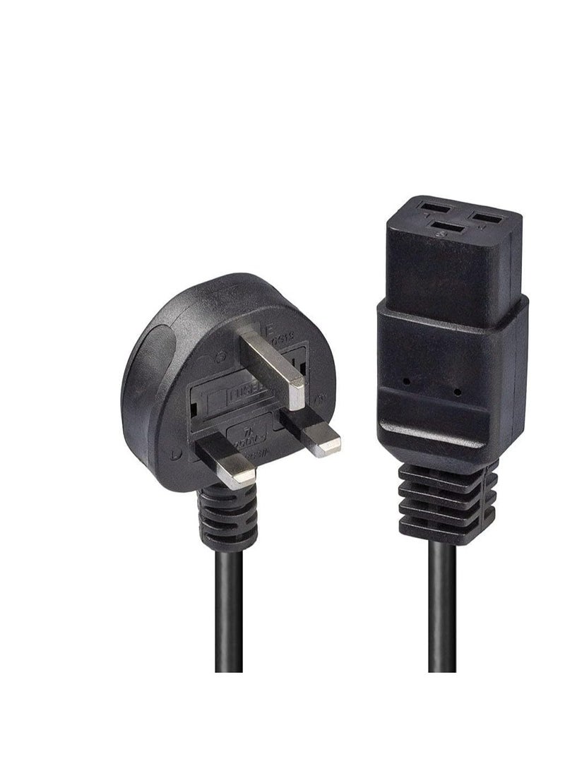 Terabyte 3m UK 3 Pin Plug to IEC C19 Power Cable Black - Image 2