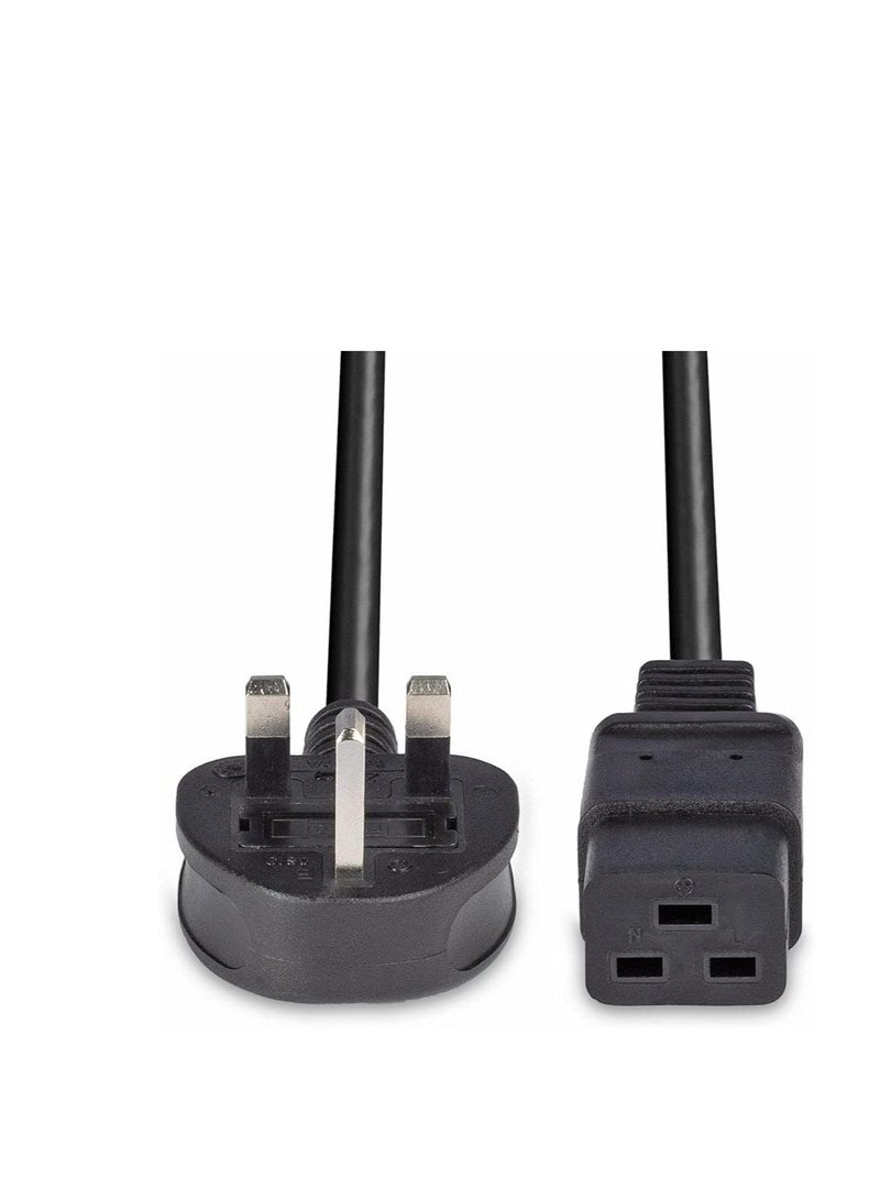 Terabyte 3m UK 3 Pin Plug to IEC C19 Power Cable Black - Image 3