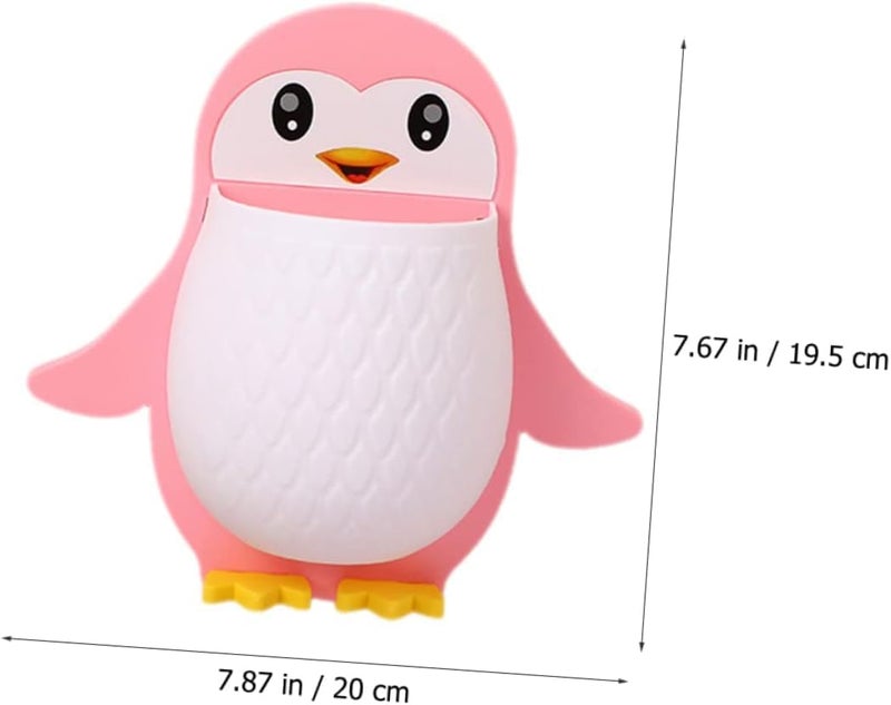 PRITAMA Plastic Wall Mounted Penguin Design Toothpaste Holder Unique Design Wall Mounted Self Adhesive Storage Wall Mount Toothbrush Holder|Wall Mount Remote and Mobile Stand - Image 3