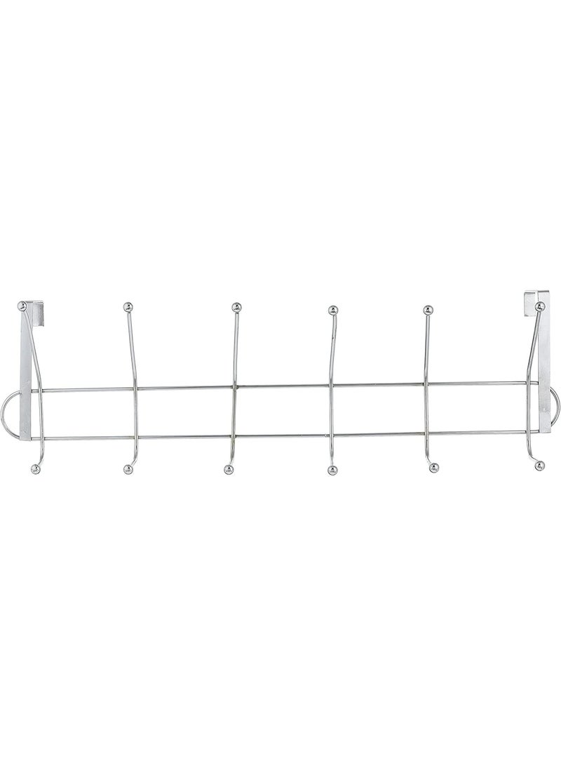 Generic Over Door 6 Hooks Coat Hanger – Heavy Duty Chrome Hook Rack for Coats, Towels, Hats – Rust-Resistant Hanging Organizer – No Drilling Required  - Image 2