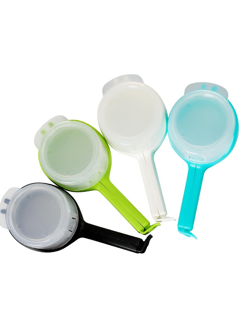 Food Clip Set with Pour Spout, 4PCS Chip Bag Clips, Durable Plastic Clips for Food Storage, Bag Clips with Pour Spout, Seal and Pour Bag Clip for Food with Spout for Food Snacks (Round) - Image 1