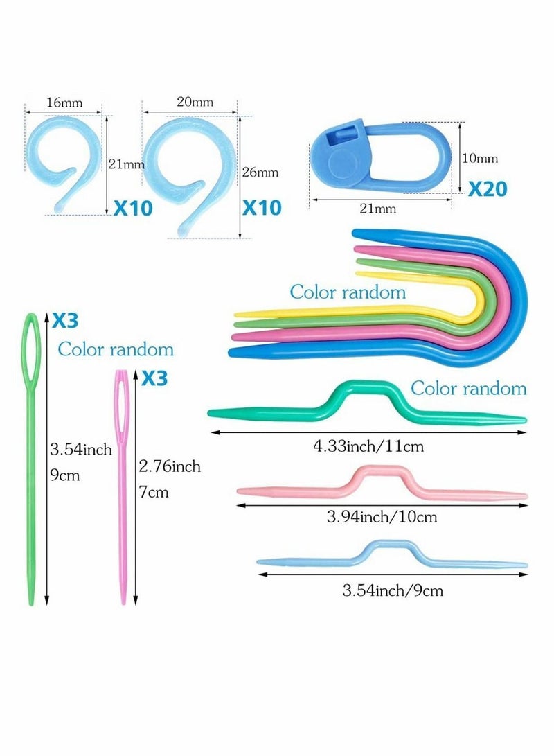 Y&D Knitting Tools Accessories, Crochet Marker Kit with Large Eye Plastic Needles, Stitch Ring, Clips, U Shape Bow Needles for Beginner, 53 Pcs - Image 2