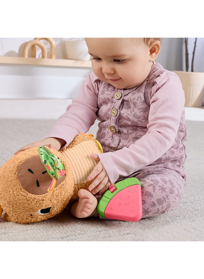 Fisher-Price Baby Sensory Toy Snuggly Snacky Capybara Plush With Newborn Teether & Rattle Activities For Infants Ages 3+ Months  - Image 4