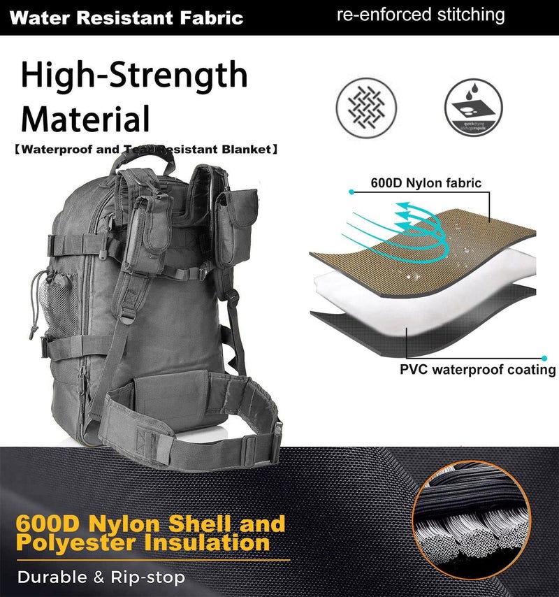 Miramrax Tactical Backpack Military Army Daypack - Assault Pack for Men Molle Backpacks Bug Out Bag 3 Day Pack for Hiking Camping Travel Hunting Rucksack Trekking Grey - Image 3