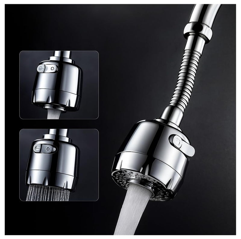 CLINTON موسع صنبور لمغسلة المطبخ، تمديد صنبور قابل للتكيف لسهولة الاستخدام رأس صنبور عالمي للمطبخ/الحمام (360 درجة مرن تدفق مزدوج (FE04)) - Image 1