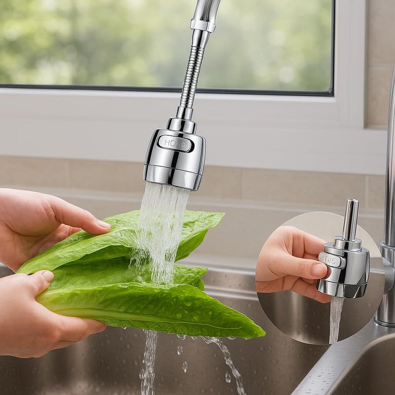 CLINTON موسع صنبور لمغسلة المطبخ، تمديد صنبور قابل للتكيف لسهولة الاستخدام رأس صنبور عالمي للمطبخ/الحمام (360 درجة مرن تدفق مزدوج (FE04)) - Image 3