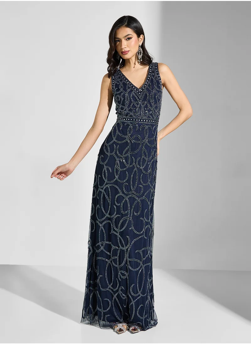 Namshi x Sequin Embroidered Dress