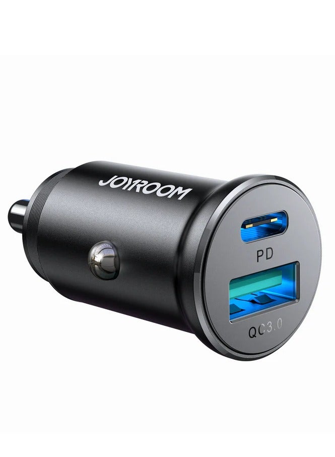 جوي روم شاحن سيارة ميني USB-A USB-C 30W - أسود - Image 1