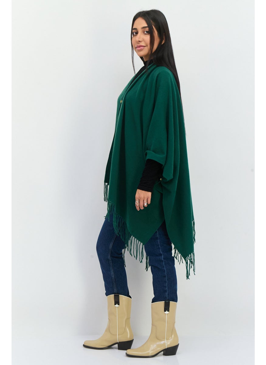 Jones New York - Women Plain Ruana Shawl Wrap 130 L x 80 H cm, Dark Green - Image 1