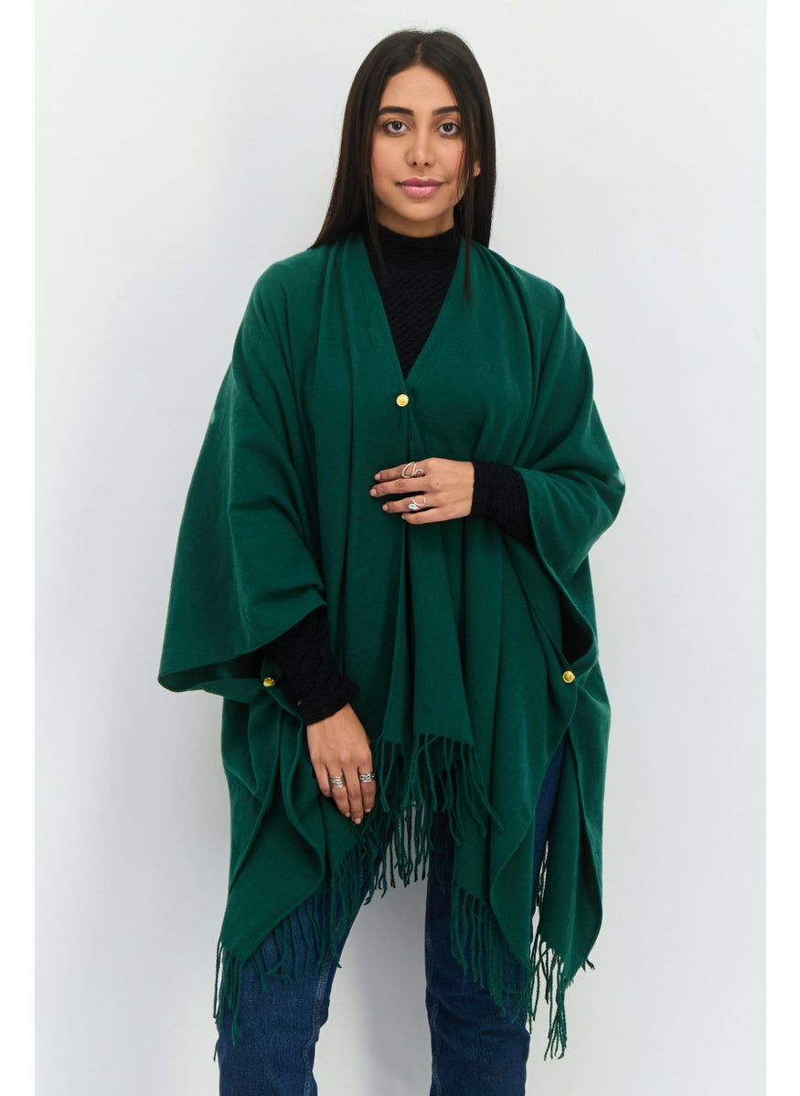 Jones New York - Women Plain Ruana Shawl Wrap 130 L x 80 H cm, Dark Green - Image 1