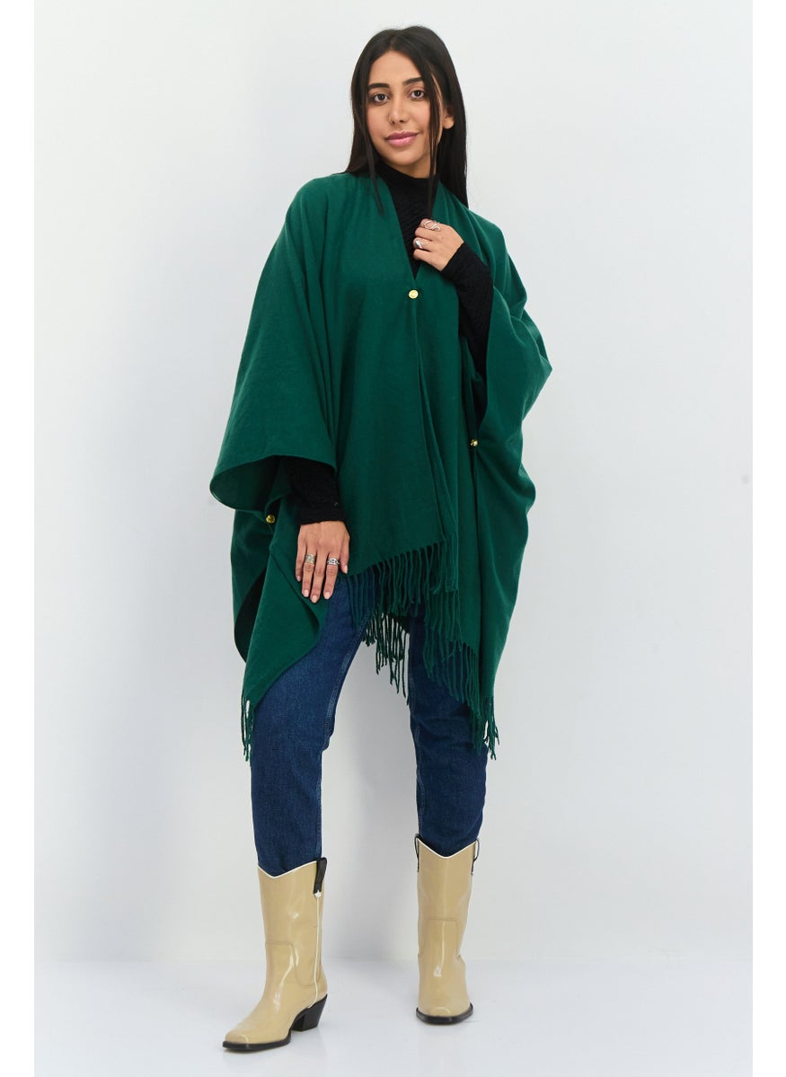Jones New York - Women Plain Ruana Shawl Wrap 130 L x 80 H cm, Dark Green - Image 1