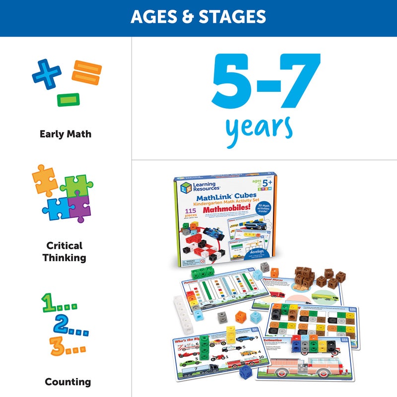 Learning Resources MathLink Cubes Kindergarten Math Activity Set: Mathmobiles! 115 Pieces  Ages 5+ Kindergarten STEM Activities  Math Activity Set and Games for Kids - Image 5