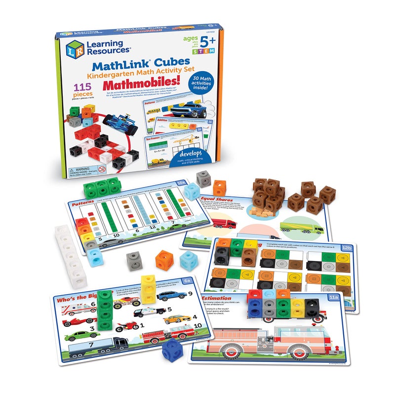 Learning Resources MathLink Cubes Kindergarten Math Activity Set: Mathmobiles! 115 Pieces  Ages 5+ Kindergarten STEM Activities  Math Activity Set and Games for Kids - Image 1