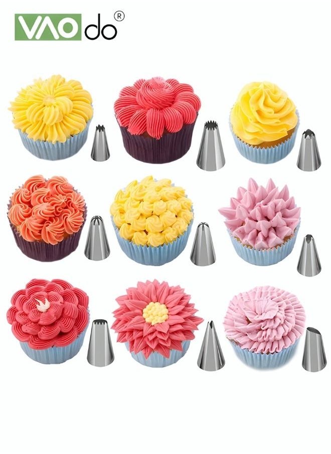 VAOdo 137PCS Cake Decorating Tools Kit Aluminum Stainless Steel Turntable Cake Supplies Baking Spatula Cutter Icing Tip Nozzle Piping Bag Knife for Beginners and Professionals  - Image 4