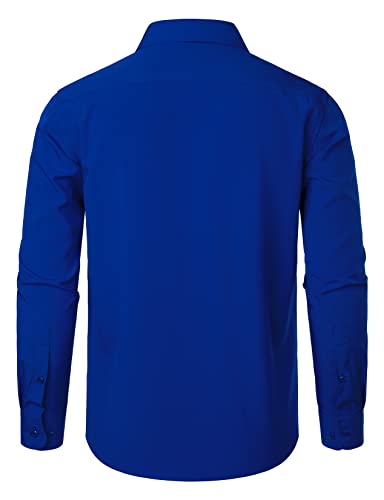 ZEROYAA Men's Regular Fit Dress Shirt Solid Wrinkle-Free Long Sleeve Casual Business Button Up Shirts with Pocket ZSSCL05-Royal Blue X-Large - Image 3