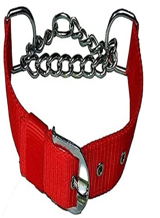 Smart Pups Combo of 1-inch Choke Collar with a 57-inch-Long Stainless Steel Leash Chain with Nylon Handle for Playing and Walking Medium and Large Dogs (Red) - Image 4