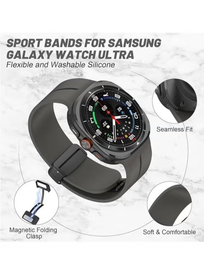 ELTRAZONE - Magnetic Band for Samsung Galaxy Watch 7 Ultra 2024 Strap – Magnetic D-Buckle Replacement Band, No Gap Silicone Sports Strap for Men & Women – Durable, Comfortable, and Secure Fit - Image 1