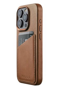 Mujjo Mujjo Leather Wallet Case for iPhone 16 Pro - Premium European Leather Case with Card Pocket, Enhanced Phone & Camera Lens Protection, MagSafe Compatible - iPhone 16 Pro Card Wallet Case (Dark Tan)  - Image 1