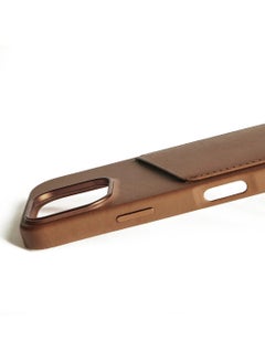 Mujjo Mujjo Leather Wallet Case for iPhone 16 Pro - Premium European Leather Case with Card Pocket, Enhanced Phone & Camera Lens Protection, MagSafe Compatible - iPhone 16 Pro Card Wallet Case (Dark Tan)  - Image 5