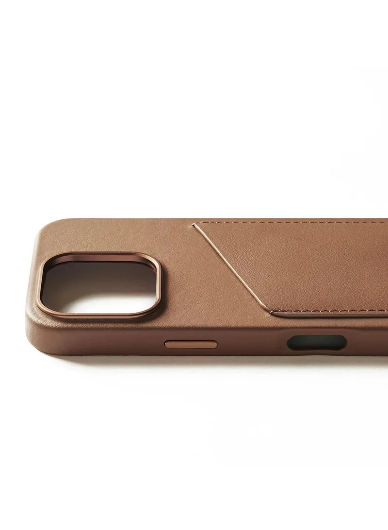 Mujjo Mujjo Leather Wallet Case for iPhone 16 Pro - Premium European Leather Case with Card Pocket, Enhanced Phone & Camera Lens Protection, MagSafe Compatible - iPhone 16 Pro Card Wallet Case (Dark Tan)