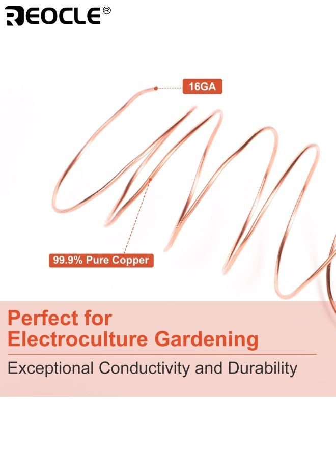 ريوكل الأسلاك النحاسية للزراعة الكهربائية للبستنة 65 قدما مقياس نقي من الأسلاك النحاسية العارية النحاس الناعم لنمو النباتات والخضروات وتطبيقات سرير الحديقة والدفيئة - Image 4