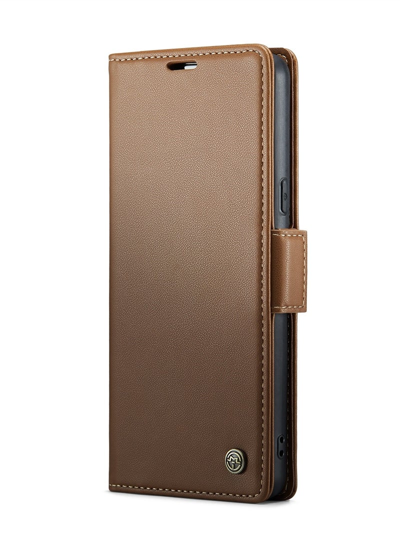 CaseMe CaseMe Flip Wallet Case For Google Pixel 8, [RFID Blocking] PU Leather Wallet Flip Folio Case with Card Holder Kickstand Shockproof Phone Cover (Brown)  - Image 3