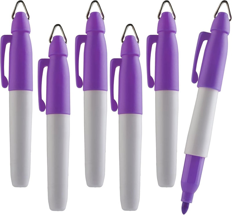Mini Permanent Markers | Assorted Colours | Fine Point | 6 Count (Purple)