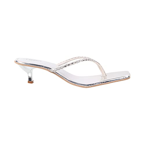 Metro Women Silver Kitten Heel Sandal UK/7 EU/40 (40-77) - Image 3