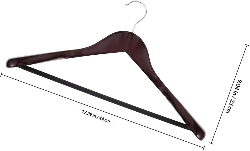 2pcs Wide Shoulder Solid Wood Suit Hangers Heavy Duty Coat and Pants Hangers for Men Non-Slip Maple Wood Wine Red Round Hooks for Home and Clothing Store - Image 2