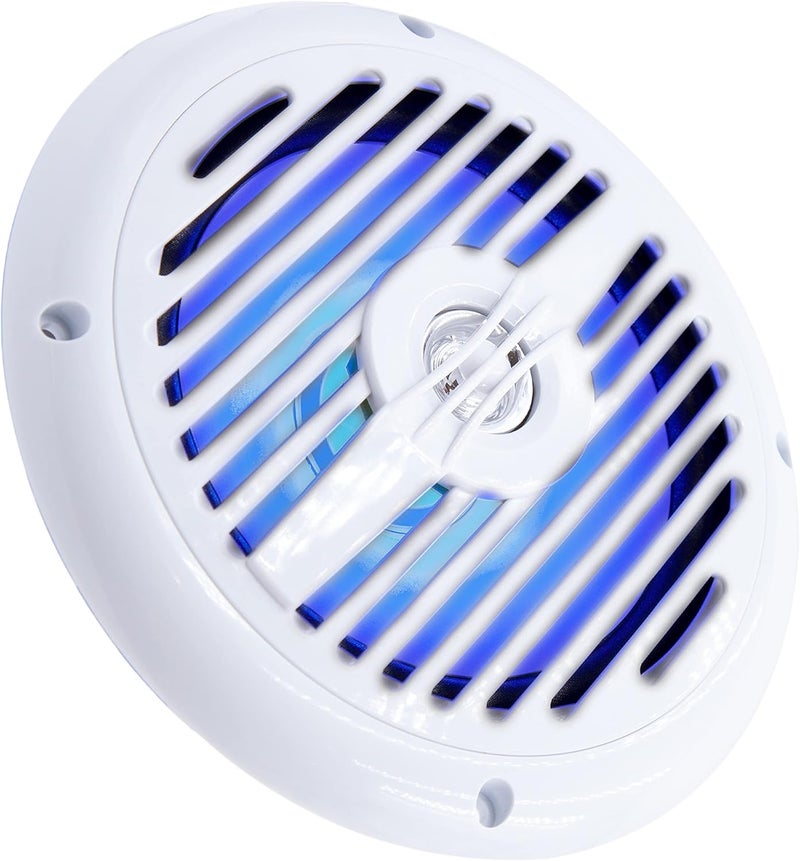 Gravity Professional Gravity Marine Speakers - 6.5 Inch 2 Way Waterproof and Weather Resistant Outdoor Audio Stereo Sound System with LED Lights, 350 Watt Power and Low Profile Slim Style - 1 Pair - MG660 (White) - Image 2