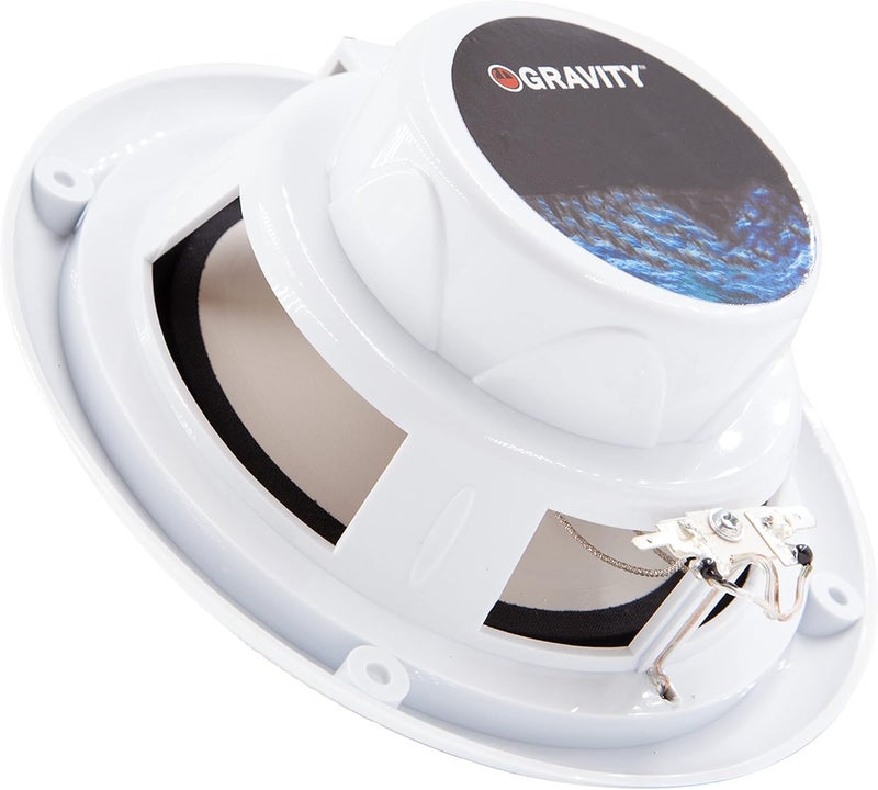 Gravity Professional Gravity Marine Speakers - 6.5 Inch 2 Way Waterproof and Weather Resistant Outdoor Audio Stereo Sound System with LED Lights, 350 Watt Power and Low Profile Slim Style - 1 Pair - MG660 (White) - Image 3