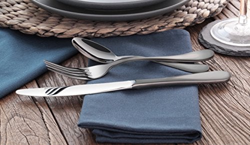 Artaste 56914 Rain 18/10 Stainless Steel Flatware 36-Piece Set, Black Finished, Service for 12 - Image 4