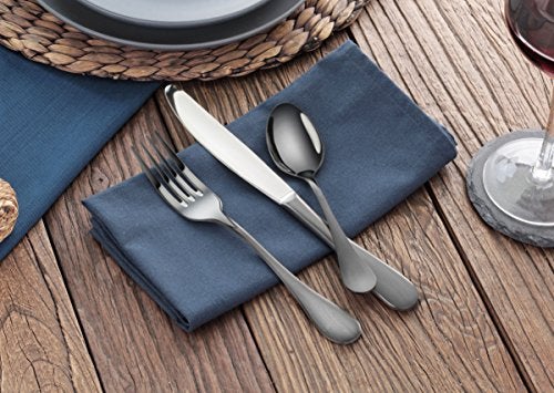 Artaste 56914 Rain 18/10 Stainless Steel Flatware 36-Piece Set, Black Finished, Service for 12 - Image 5