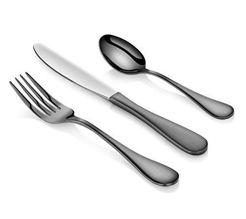 Artaste 56914 Rain 18/10 Stainless Steel Flatware 36-Piece Set, Black Finished, Service for 12 - Image 1