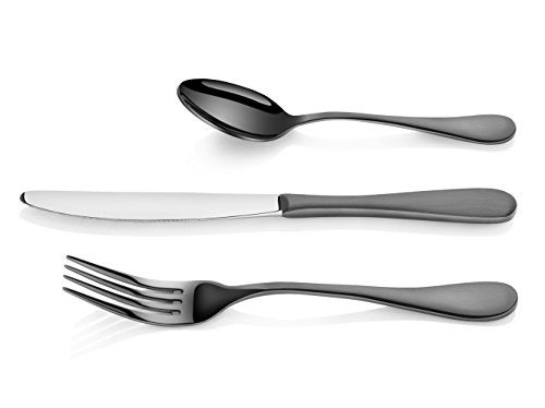 Artaste 56914 Rain 18/10 Stainless Steel Flatware 36-Piece Set, Black Finished, Service for 12 - Image 3