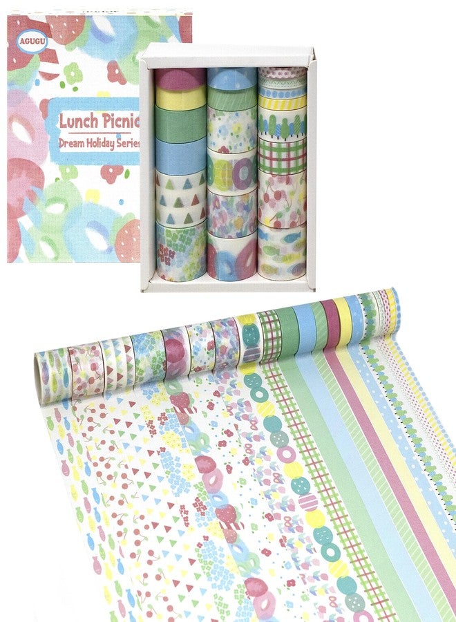 Lakeer 20 Washi Tapes | Decorative Craft Tapes | Dream Holiday Series | 5mm, 10mm, 15mm, 20mm X 4 Pcs Each | Ideal for Scrapbooking, DIY Crafts, Decoration, and Gift Wrapping | Lunch Picnic - Image 4