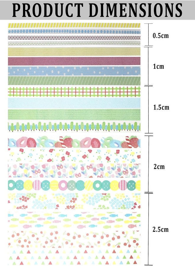 Lakeer 20 Washi Tapes | Decorative Craft Tapes | Dream Holiday Series | 5mm, 10mm, 15mm, 20mm X 4 Pcs Each | Ideal for Scrapbooking, DIY Crafts, Decoration, and Gift Wrapping | Lunch Picnic - Image 5