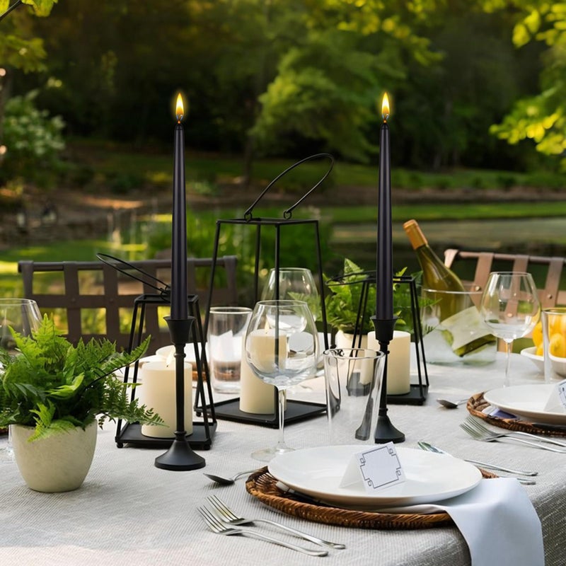 Mega Candles 12 pcs Unscented Black Taper Candles, Hand Poured Wax Candle 10 Inch x 7/8 Inch, Home DÃ©cor, Wedding Receptions, Centerpieces, Occasions, Romantic Dinners, Prayer, Candle Holders - Image 4