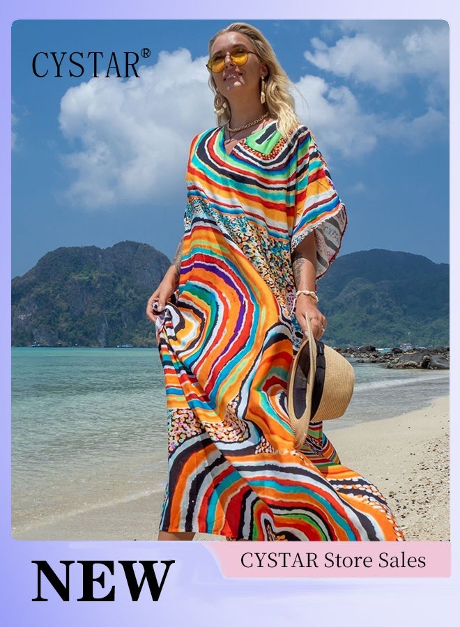 CYSTAR Cotton Embroidered Beach Cover-Up Seaside Holiday Dress - Image 1