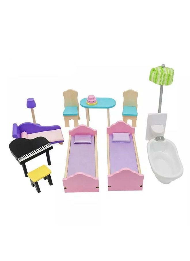 JSAITOYS Wooden Pretend Role Play DIY Educational Toy Big Kids Villa With Doll Room Furniture Dollhouse  - Image 4