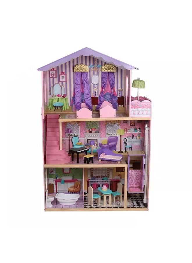 JSAITOYS Wooden Pretend Role Play DIY Educational Toy Big Kids Villa With Doll Room Furniture Dollhouse  - Image 2