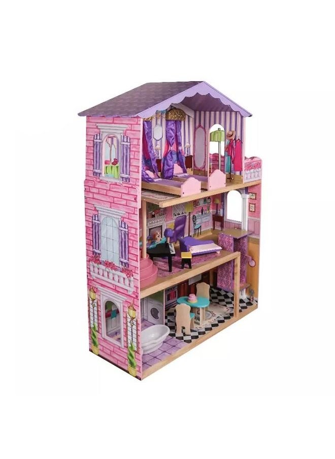 JSAITOYS Wooden Pretend Role Play DIY Educational Toy Big Kids Villa With Doll Room Furniture Dollhouse  - Image 3